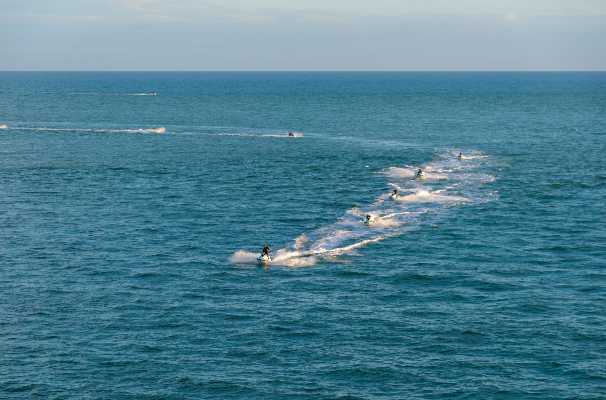 Jet skis on the open sea